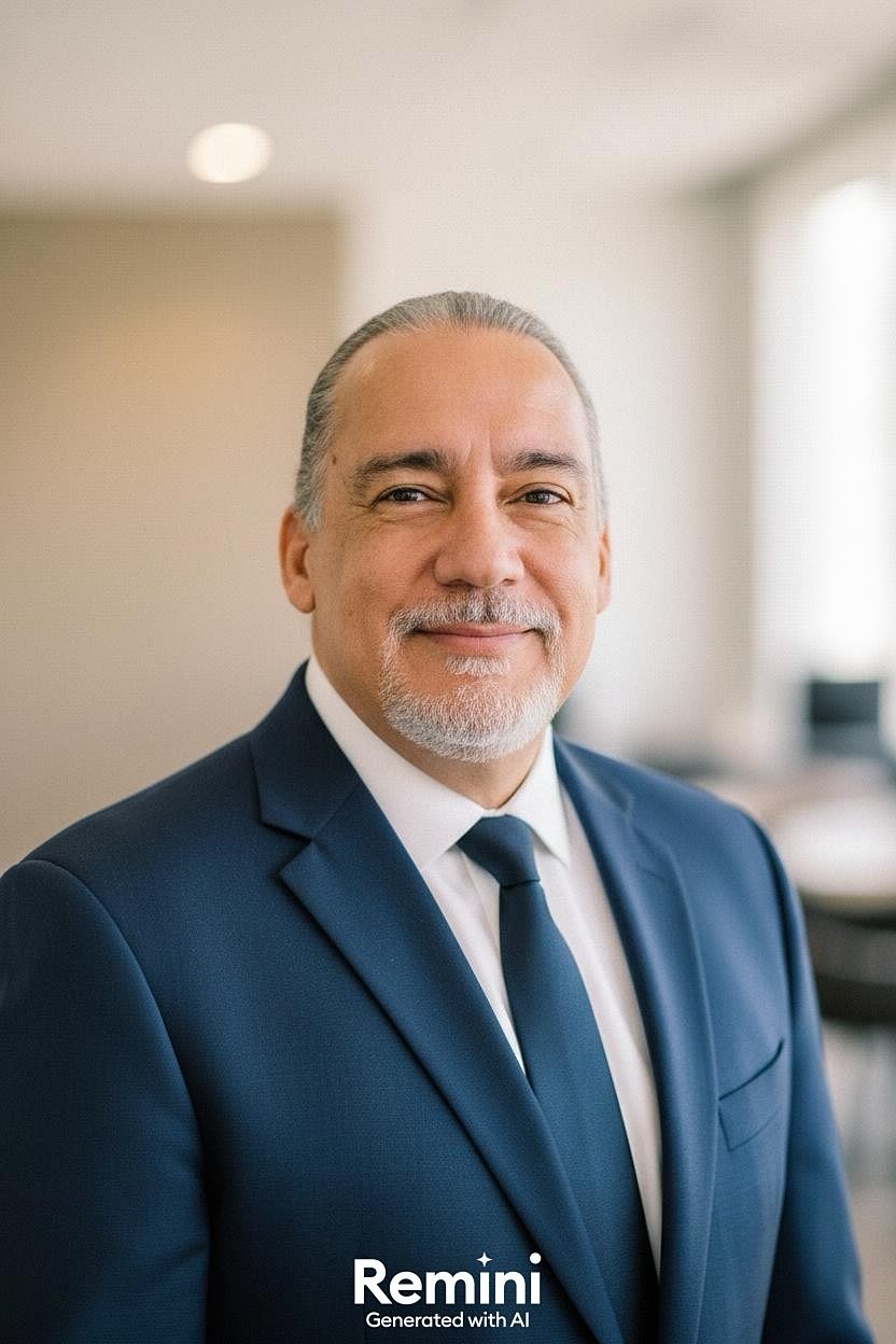 Dr. José Maurício, de terno azul, em ambiente corporativo